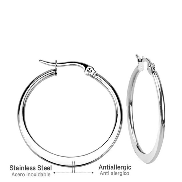 💖 Hypoallergenic Stainless Steel Hoop Small Laser Cut Earrings 1” NEW - Picture 2 of 4